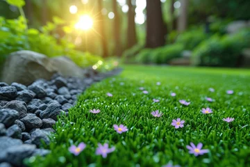  outdoor grass in backyard landscaping style inspiration ideas © NikahGeh