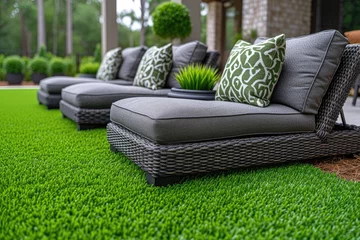 Foto op Aluminium outdoor grass in backyard landscaping style inspiration ideas © NikahGeh