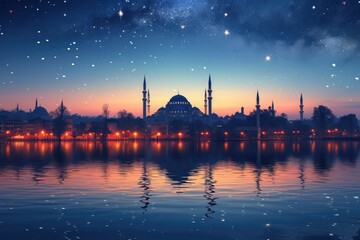 Fototapeta premium Ramadan kareem islamic or ied mubarak greeting card background