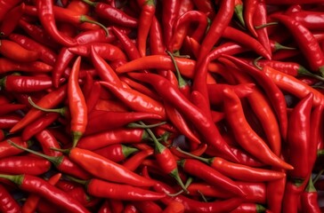 a bulk of red hot chilli, fresh from market. shining red chilli
