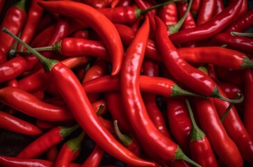 a bulk of red hot chilli, fresh from market. shining red chilli