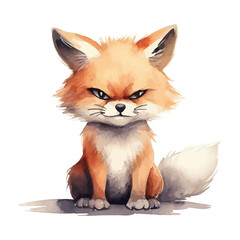 Obraz premium cartoon fox is angry watercolor painting style