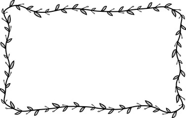 Flower wreath leaf floral border Vintage frame vector Horizontal Frame Rectangle Frame picture frames Branch laurel botanical silhouette black retro badge elements decoration