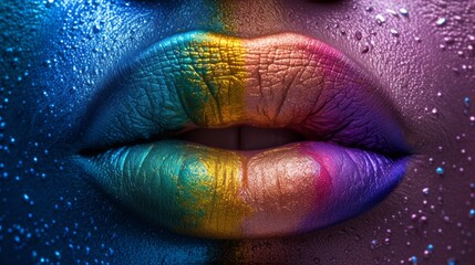 Chromatic Elegance: A Macro Perspective of Luxurious Rainbow Lip Colors