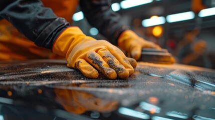Automotive Perfection in Detail - Mechanic Fine-Sanding Car Surface