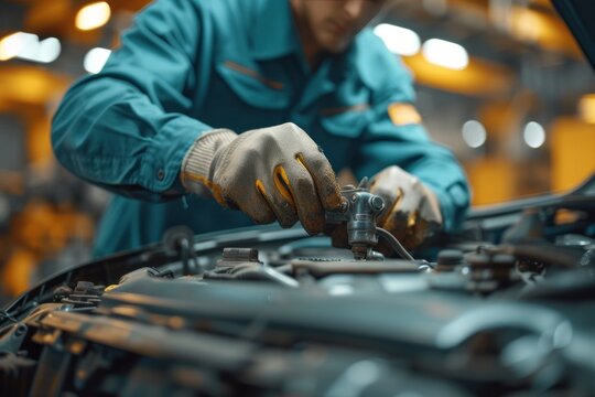 Auto Technician Conducting Car Maintenance