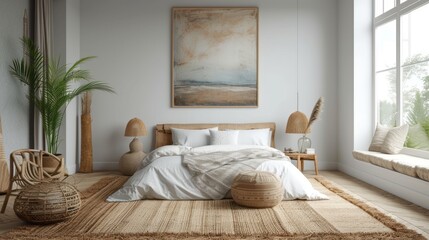 Modern Bedroom with Accent Painting