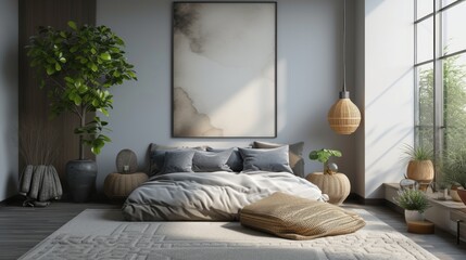 Minimalist Bedroom with Artistic Flair