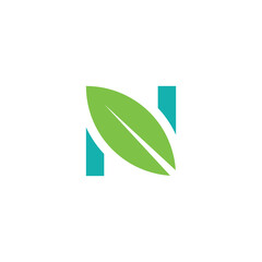 Simple Leaf letter N logo