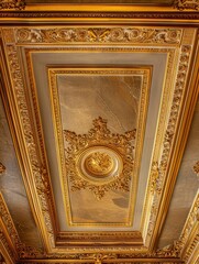 Abstract ornamental vintage aesthetics marble framed wall hanging, in the style of intricate frescoes ceiling design. Luxurious baroque style patchwork patterns. Decorative borders with gold.