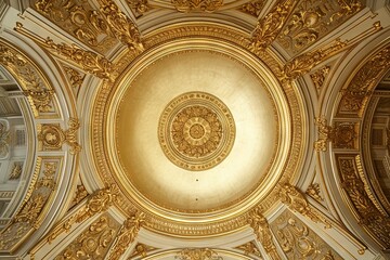 Fototapeta premium Abstract ornamental vintage aesthetics marble framed wall hanging, in the style of intricate frescoes ceiling design. Luxurious baroque style patchwork patterns. Decorative borders with gold.