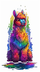 Animated cartoon of a charming llama. Illustrations in vector format for use as greeting cards, posters, t-shirts, party invites, and wall art. 