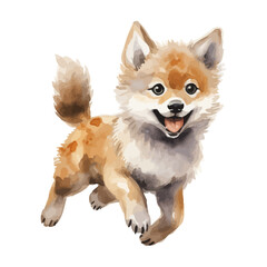 Obraz premium cartoon fox walking in watercolor painting style