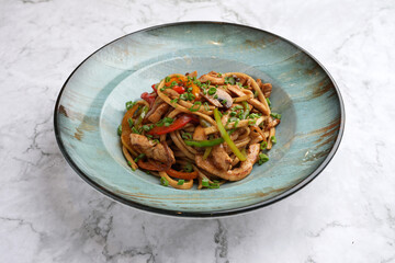 Chicken Udon Noodles with vegetables