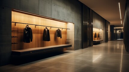 A sleek hallway with a built-in coat rack that conceals hidden shoe compartments