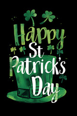Naklejka premium design for a st patrick's day post greetings card in green colors. saint patrick's day card. vector, white and green background. shamrock, leprechaun's hat and clover