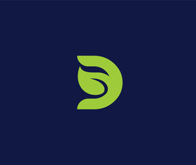 D with leaf logo, Letter D incorporate with Green Leaf