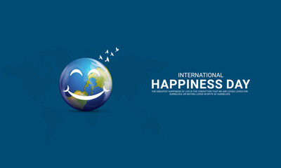 World Happiness Day. international day of happiness creative Design for social media post.