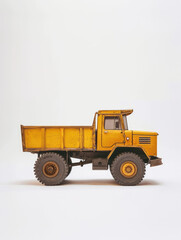 Fototapeta na wymiar Cute simple yellow construction truck vehicle. Child poster Wall art