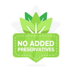 Clean eating assurance with no added preservatives badge and leaf icon for health-focused foods - obrazy, fototapety, plakaty