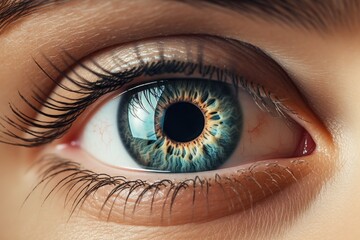 Fototapeta premium Close up micro picture of person's eye. Ai generated