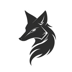 Black fox vector illustration logo on white background.