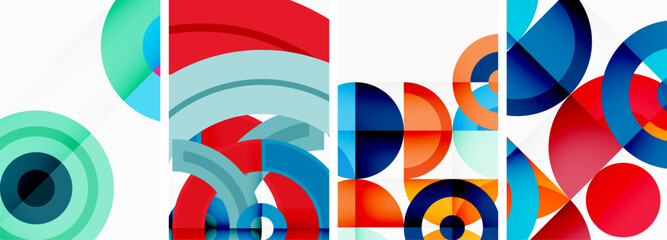 Obraz premium Round geometric elements and circles in background design for wallpaper, business card, cover, poster, banner, brochure, header, website