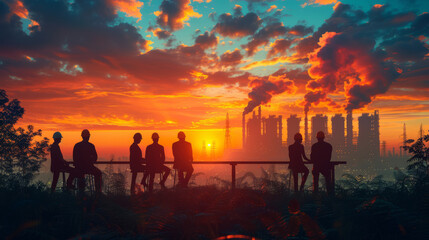 Group of various national engineer professional successful team corporate workers standing in factory.generative ai