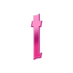 3D Pink Metallic Chrome Alphabet T