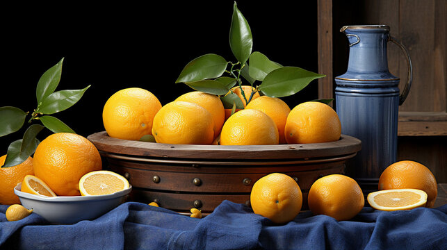 oranges in a basket   high definition(hd) photographic creative image