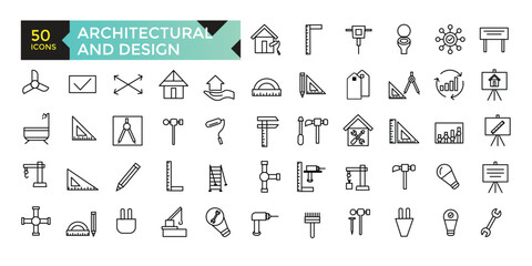 Architectural and designs apps icon set, vector, icons collection