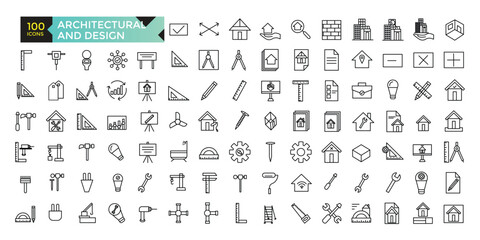 Architectural and designs apps icon set, vector, icons collection - obrazy, fototapety, plakaty