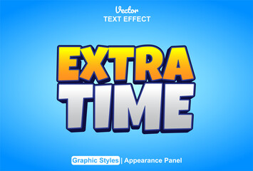 extra time text effect graphic style blue and orange color editable.