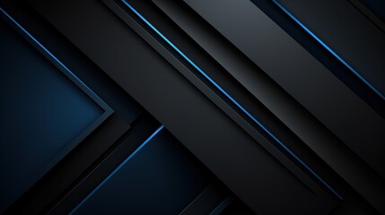 Modern black blue abstract background. Minimal. Color gradient. Dark. Web banner. Geometric shape. 3d effect. Lines stripes triangles. Design. Futuristic. Cut paper or metal effect. Luxury. Premium., 