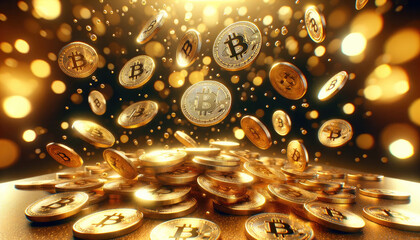 Bitcoin Golden Bokeh Background