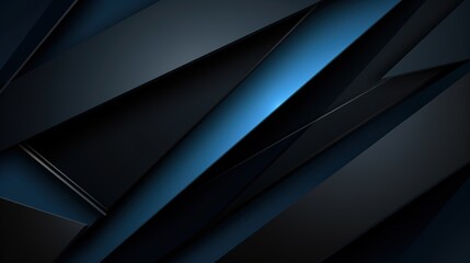 Modern black blue abstract background. Minimal. Color gradient. Dark. Web banner. Geometric shape. 3d effect. Lines stripes triangles. Design. Futuristic. Cut paper or metal effect. Luxury. Premium., 