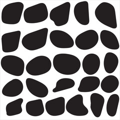 Random blob circles silhouette icon set. An arrangement of black organic shapes. Isolated on a white background. vector.