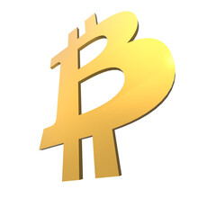 3d rendering shiny gold bitcoin logo symbol icon perspective view,3d render