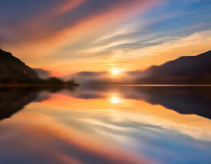 Fototapeta premium sunset over the lake