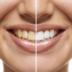 Women teeth before and after whitening