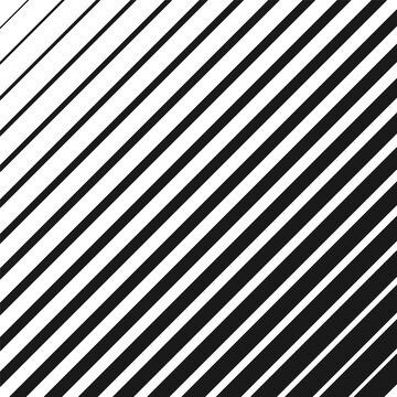 Half tone line pattern. Faded halftone black lines. Fading gradient background. Diagonal abstract geometric texture with parallel stripes. Gradient pattern. Vector illustration on white background.