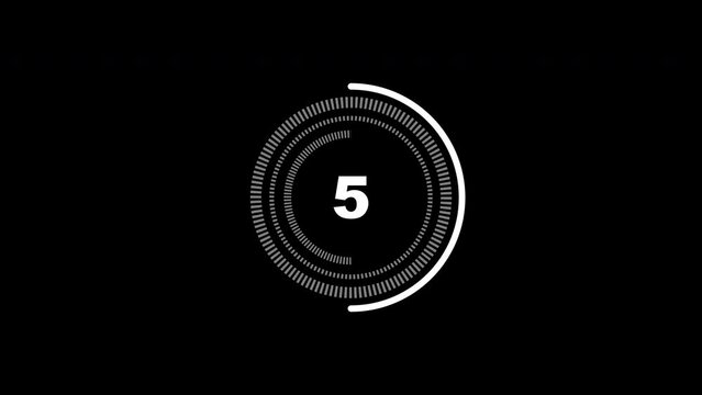 Animated countdown timer. 10 second countdown number on black background. 4k Video