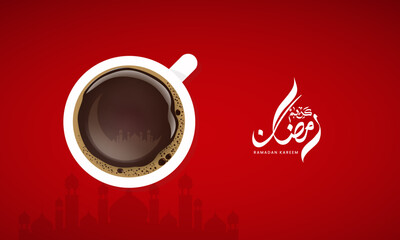 Happy Ramadan Kareem. Ramadan Kareem cretive design for socia media post. Translation: Ramadan Kareem.
