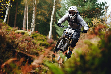 Naklejka premium Extreme mountain biking downhill on a hardtail bike