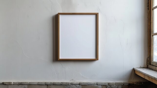 Blank frame for mockup, frame hanging on a wall, boho modern style.