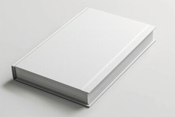Business Empty Hard Book Cover White Mockup Template Isolated on a Light White Background to Place Your Design.
