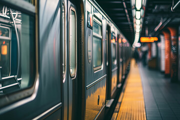 Subway train in New York - obrazy, fototapety, plakaty