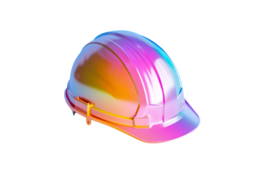 A construction helmet mockup featuring a gradient color palette, showcasing a transition of colors against a pristine white backdrop.