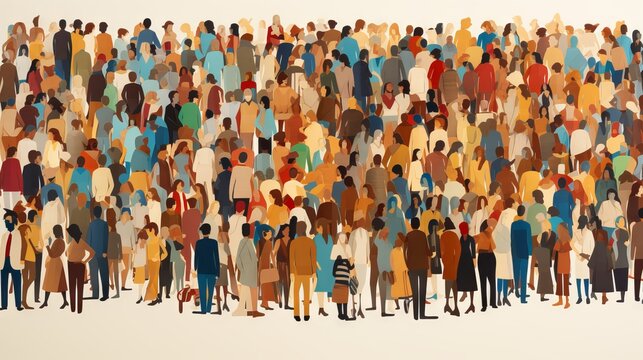 Paper Cut Out Illustration Of A Large And Diverse Group Of People In Different Colors And Shapes