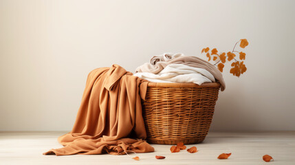 Wooden basket with clothes - Powered by Adobe